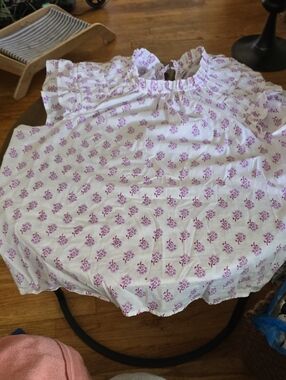 White Blouse with Pink Floral Print